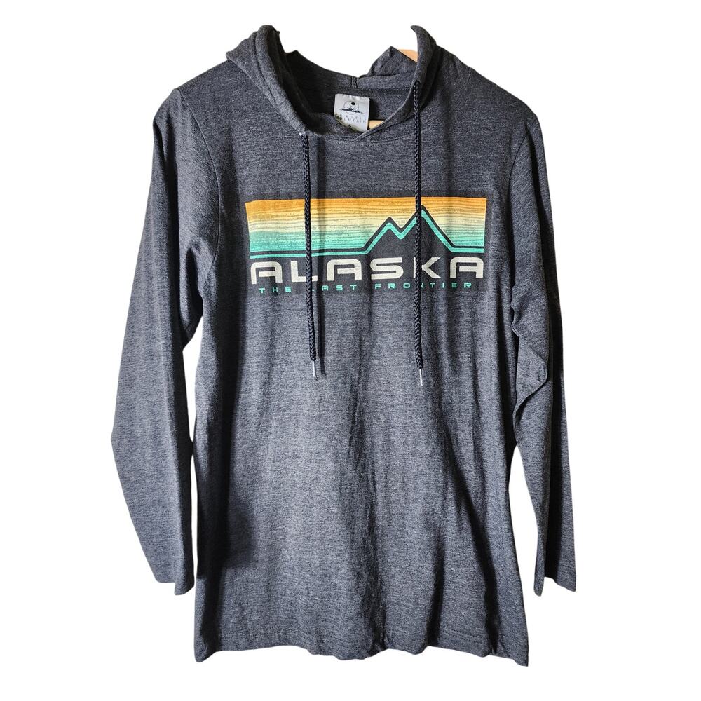 ALASKA The Last Frontier Gray Colorful Fade Lightweight Hoodie SZ S